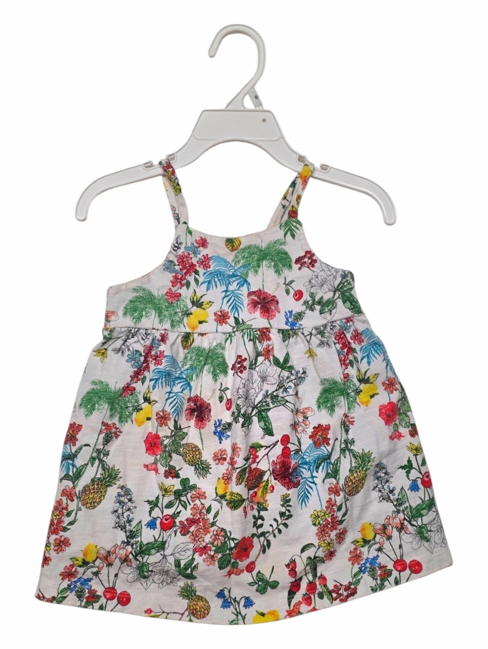 Zara Girls Floral Tropical Print Sundress - White Multi